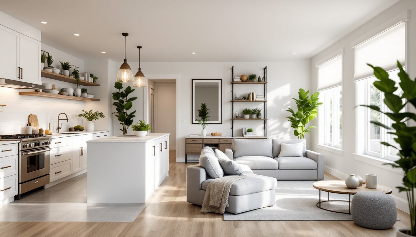 kitchen and living room combined in small space