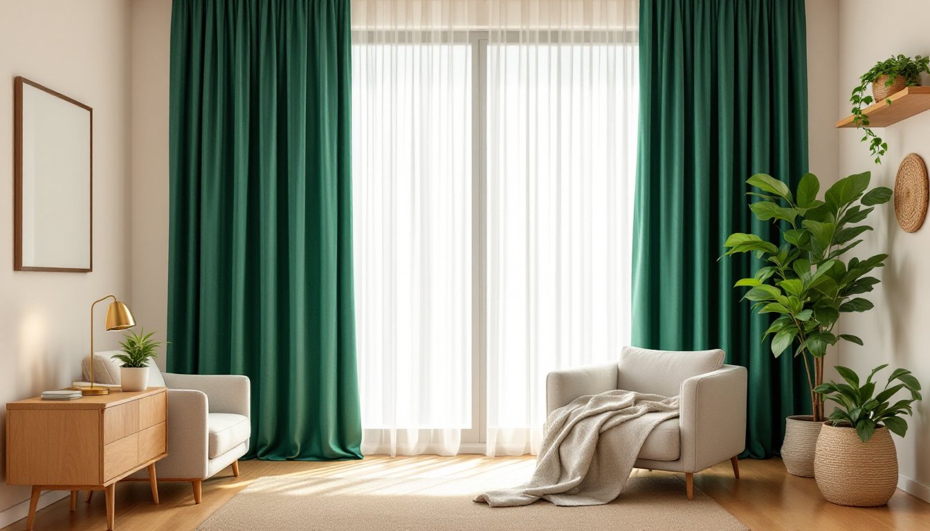 green curtains living room ideas