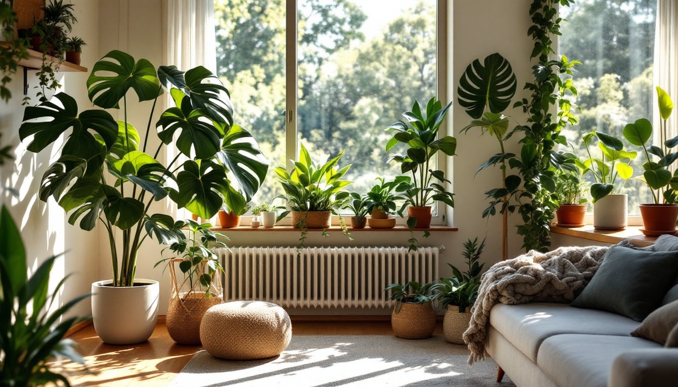 indoor plants in living room